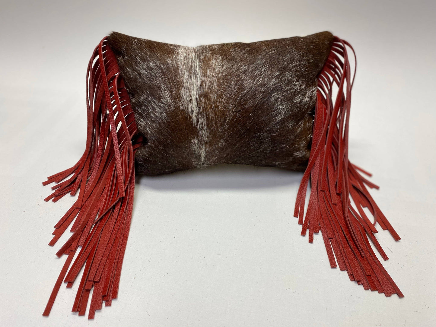 Pillow Old West Cowgirl Red Leather Fringe