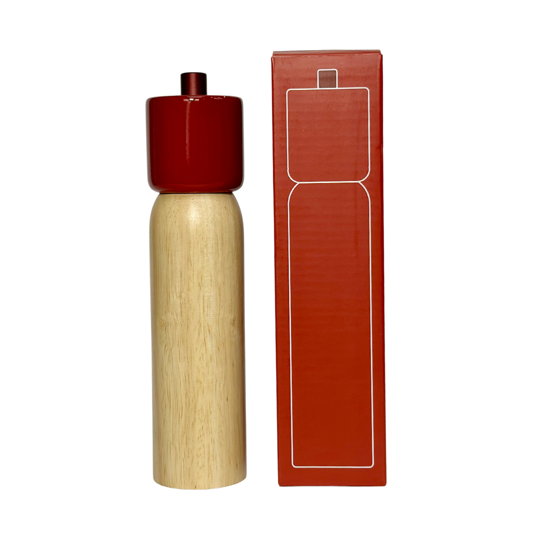 Salt & Pepper Grinder | Natural Wood & Red