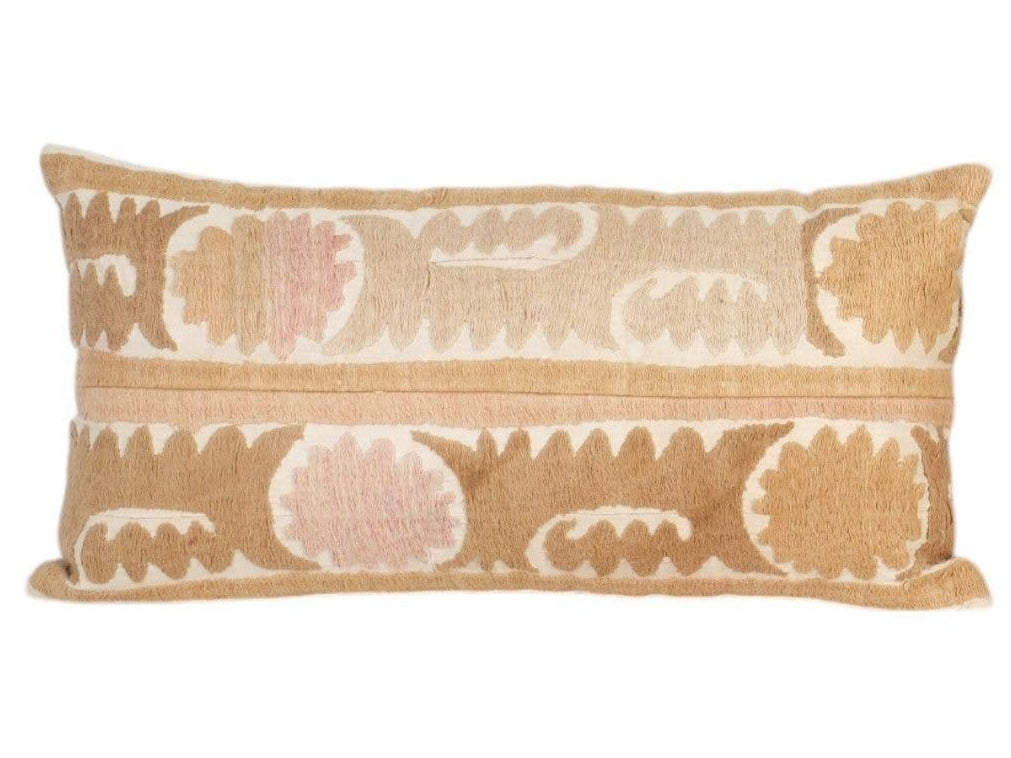 Vintage Suzani Lumbar Pillow | Neutral