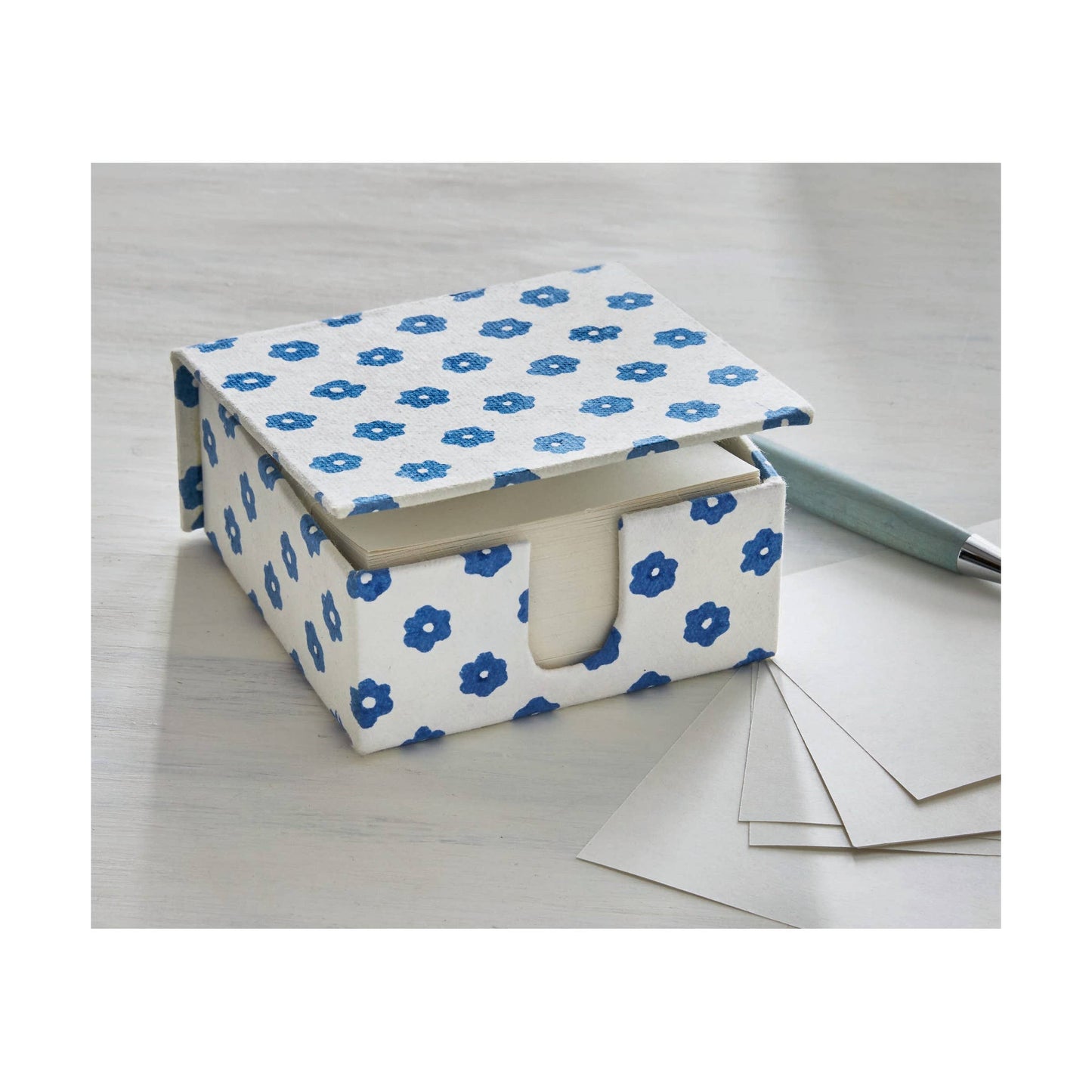 Artisan Block Print Handmade Paper Memo Pad Blue