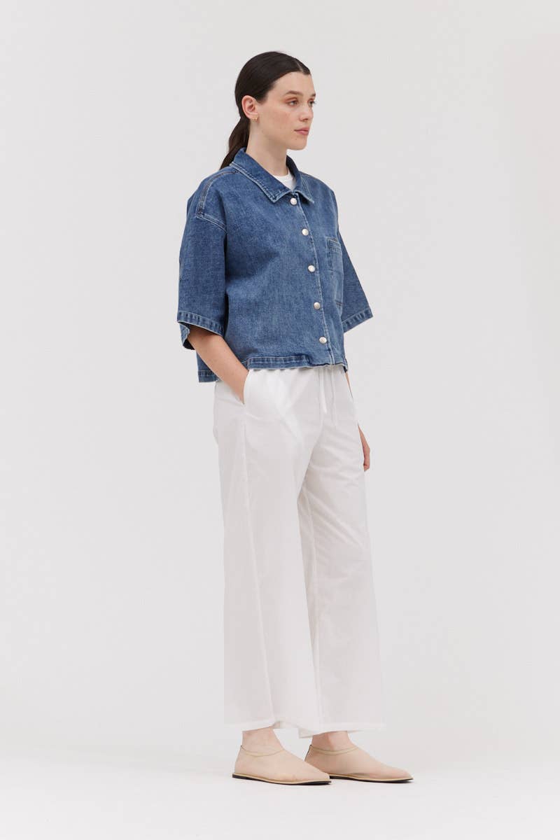 OVERFIT DENIM SHIRT TOP | L