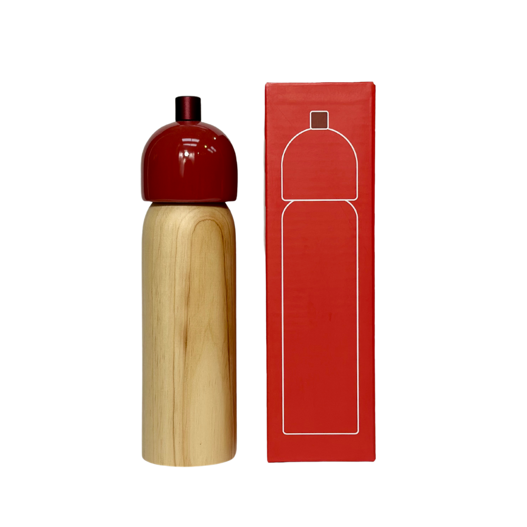 Salt & Pepper Grinder | Natural Wood & Red