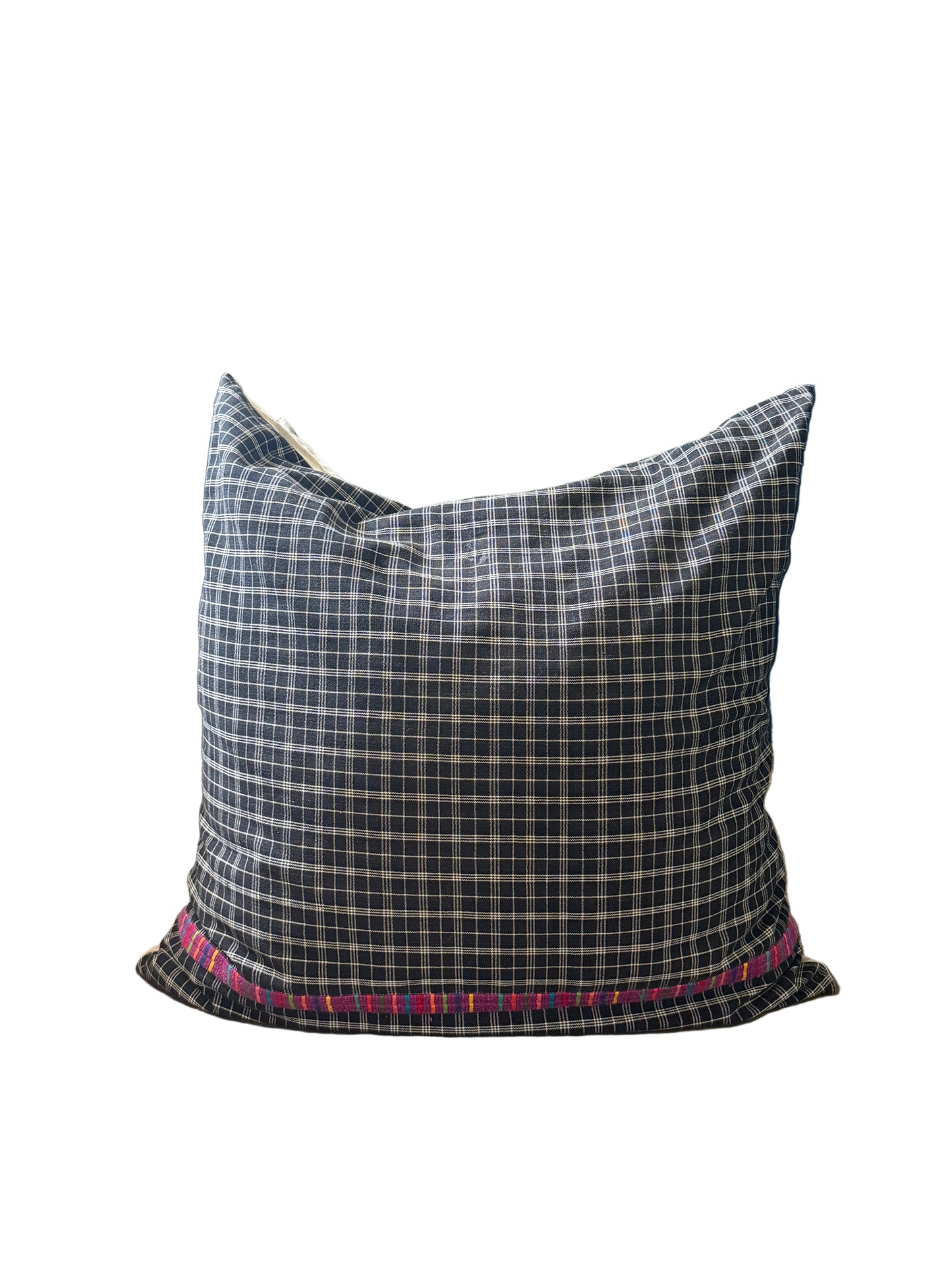 Handmade Plaid & Multicolored Pillow Cover - 22x22