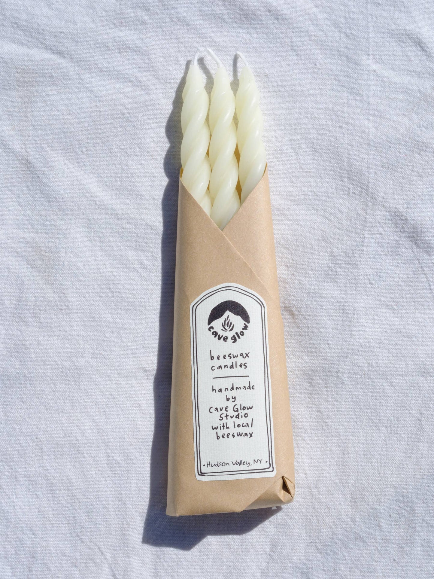 White Spiral Beeswax Candles - Set of 3