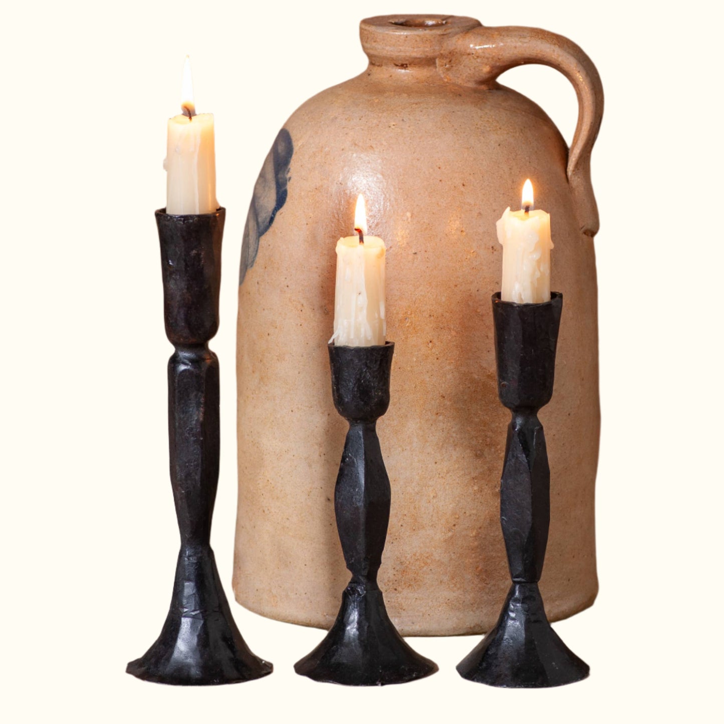 Newtown Cast Iron Taper Candle Holder Set