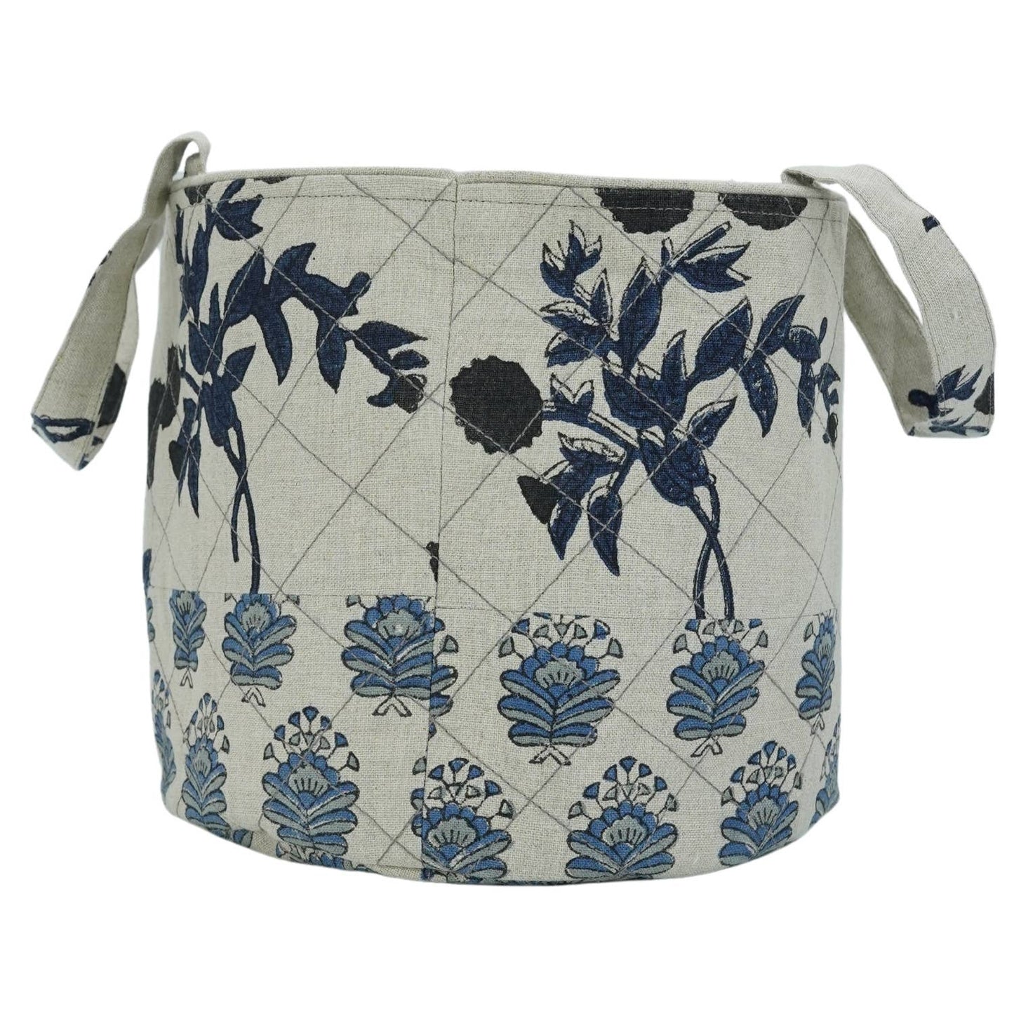 Block Print Linen Baskets - Set of 3