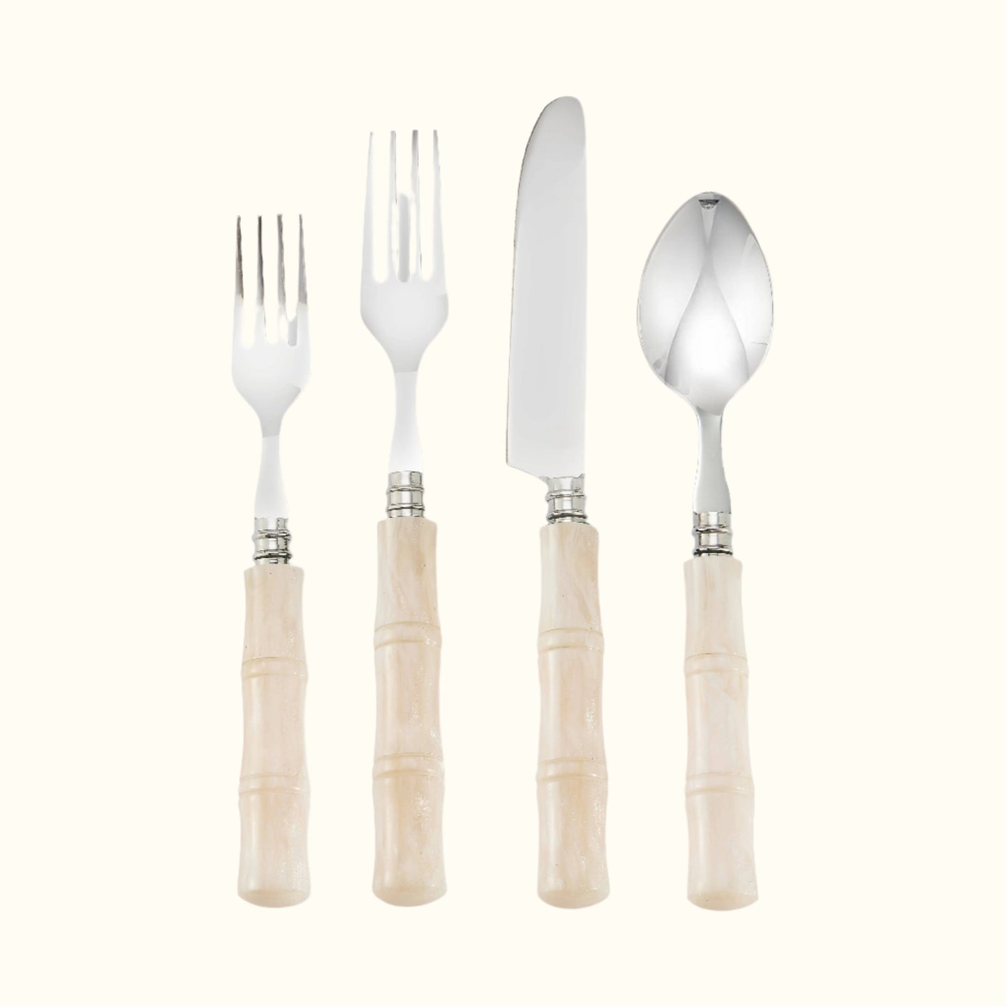 Pearly White "Bamboo" Flatware