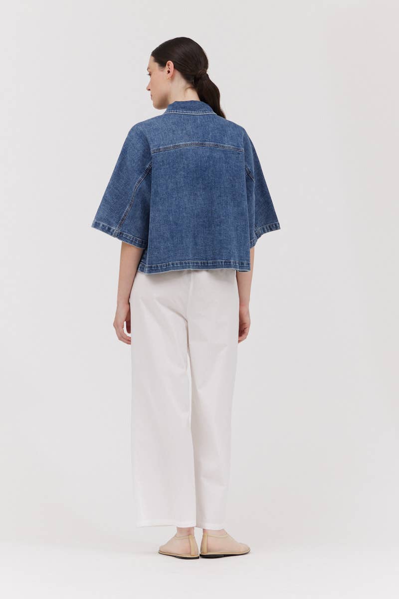 OVERFIT DENIM SHIRT TOP | L