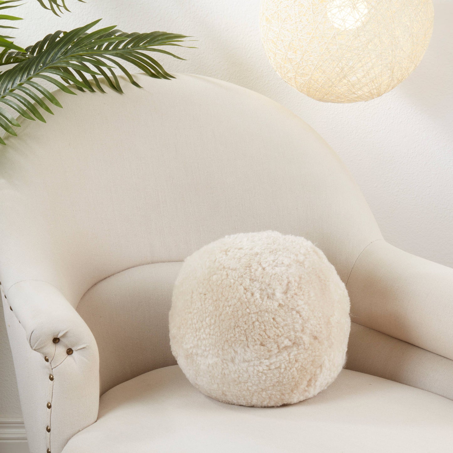 Fleece Sheepskin Ball Throw Pillow