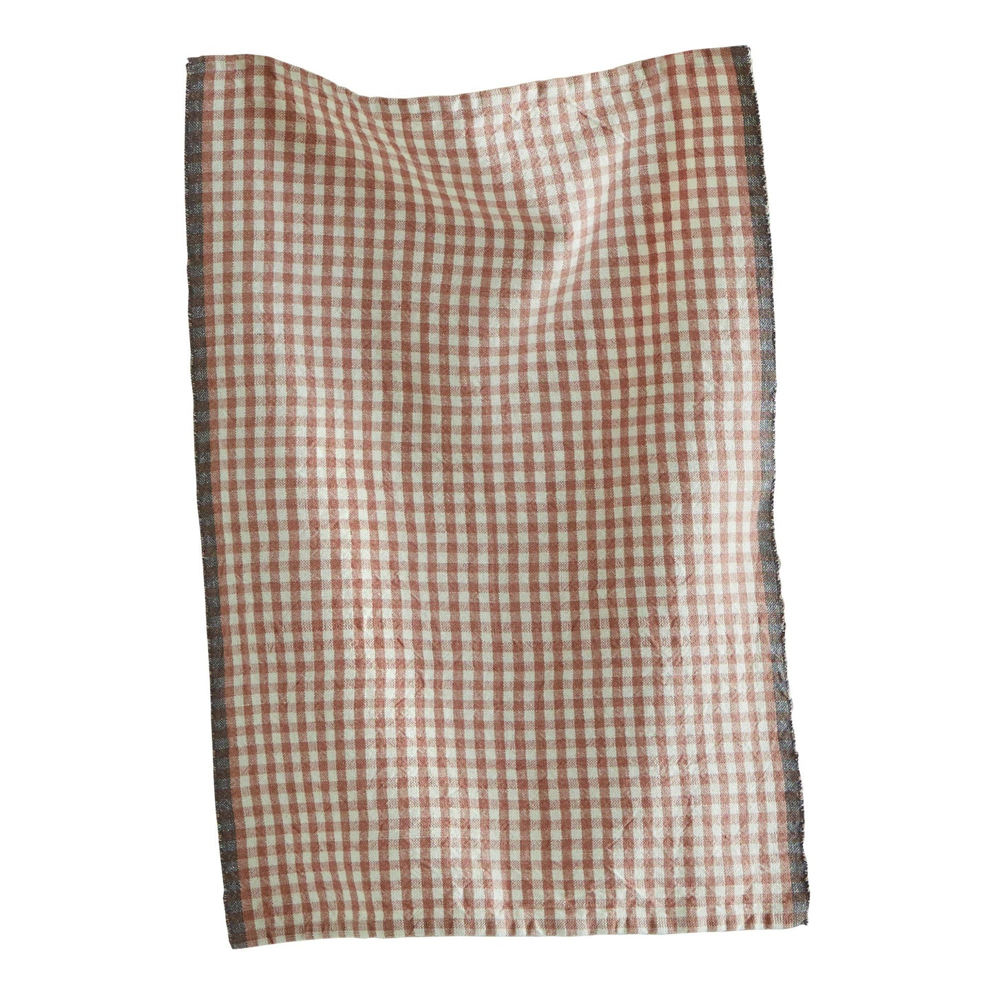Checkered Linen & Cotton Check Dishtowel - Blush