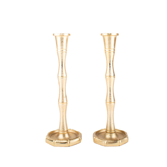 Gold Bamboo Candlestick Set