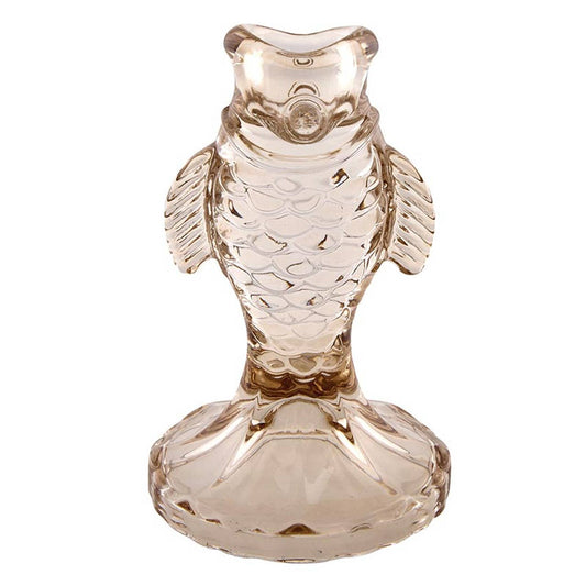 Beige Glass Fish Taper Candle Holder