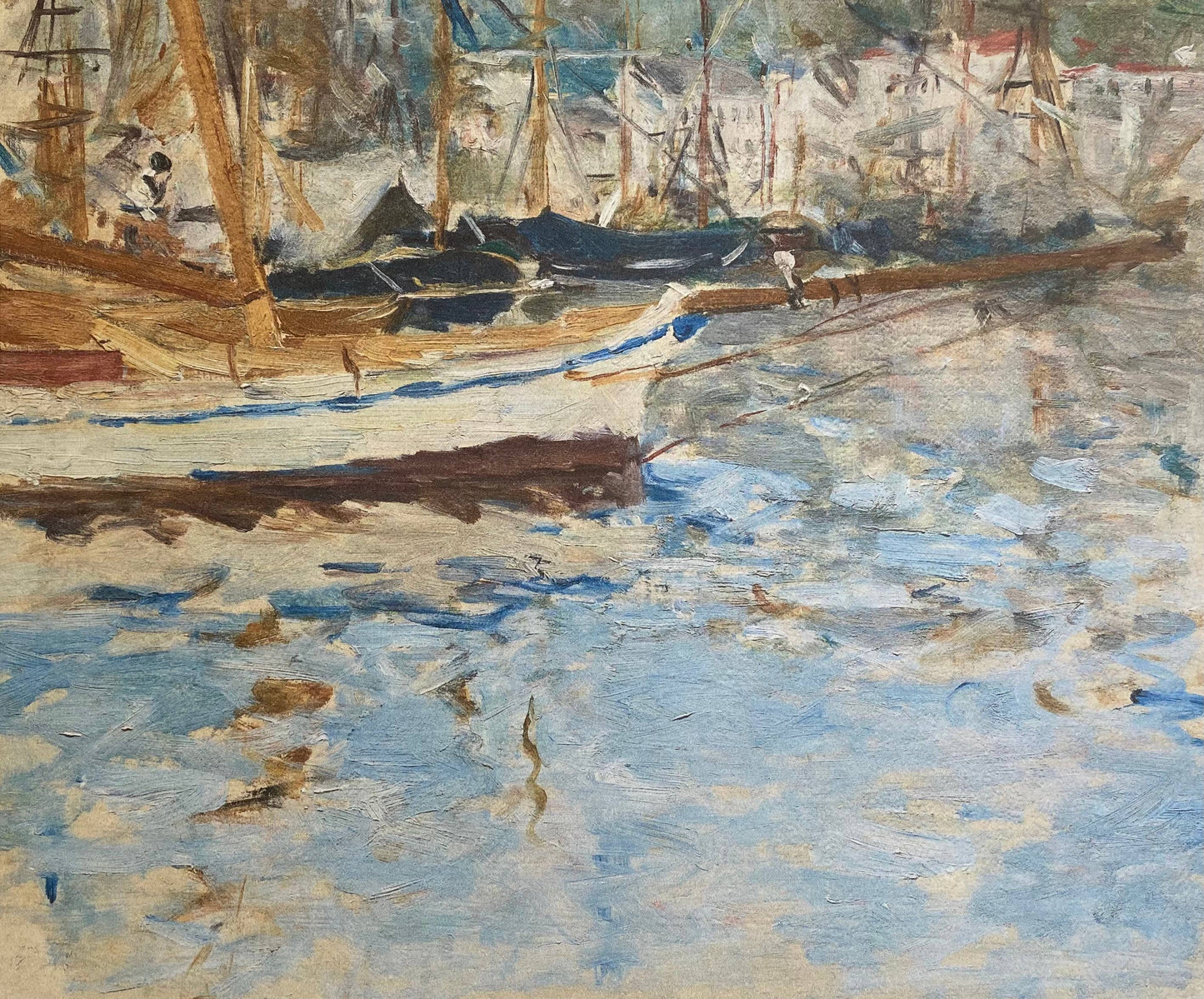 Ships in Nice, France Antique Art Print
