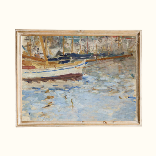 Ships in Nice, France Antique Art Print