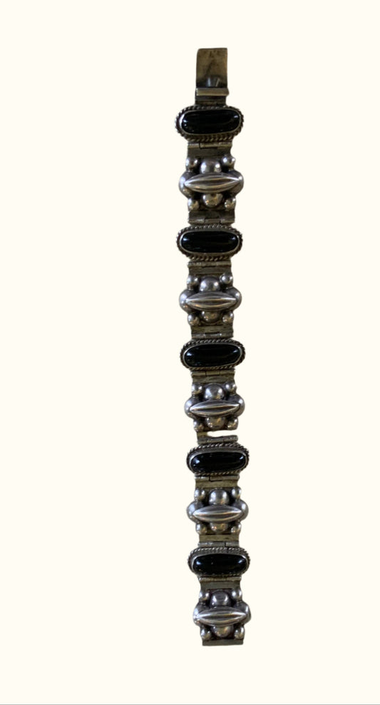 Vintage Onyx Silver Bracelet
