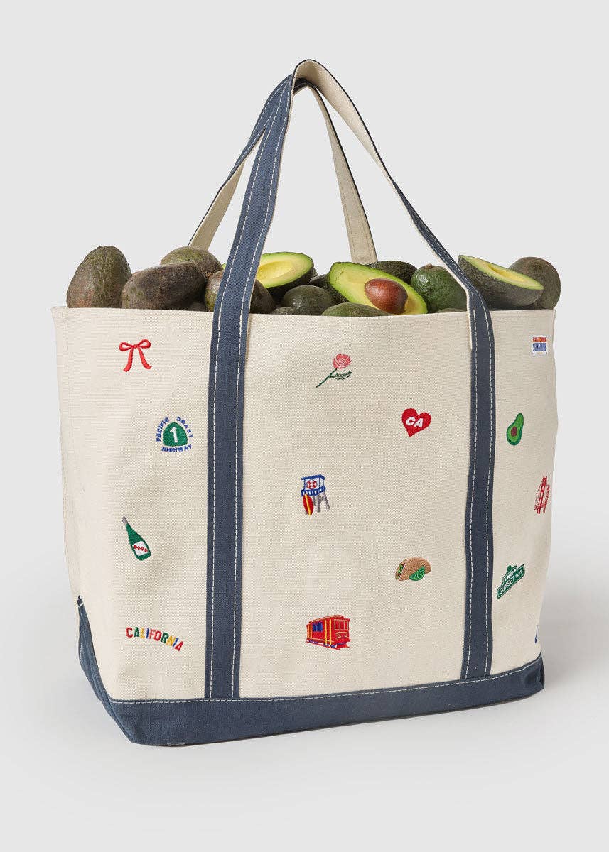 Embroidered California Boat Tote