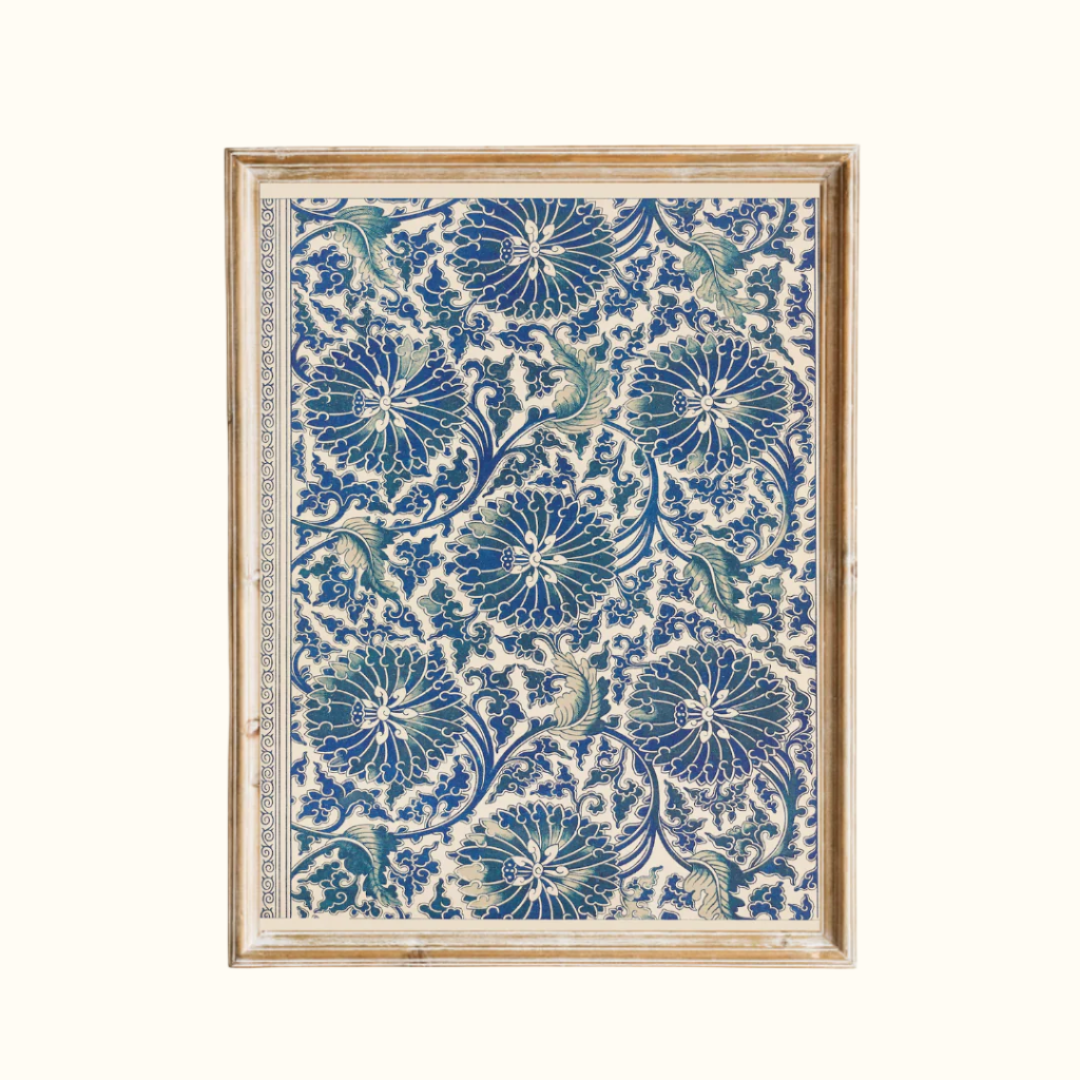 Blue Textile I Antique Art Print