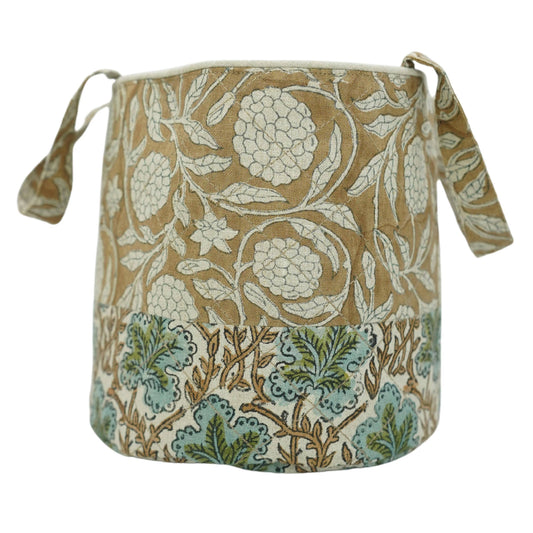 Block Print Linen Baskets - Set of 3