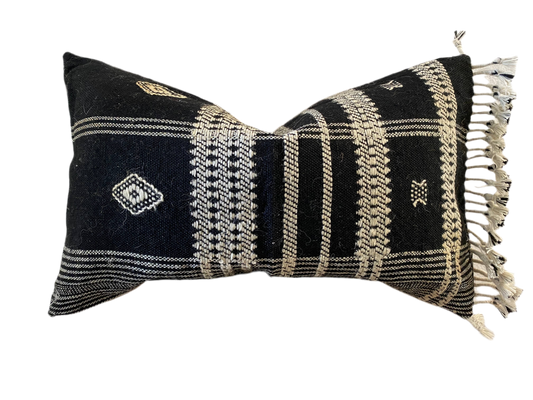 Black & White Lumbar Pillow Cover 12"x20"
