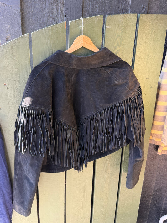 Vintage Black Fringe Jacket