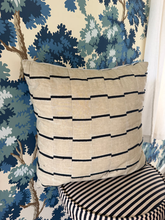 Vintage Black and Cream Pillow Cover - 16x16
