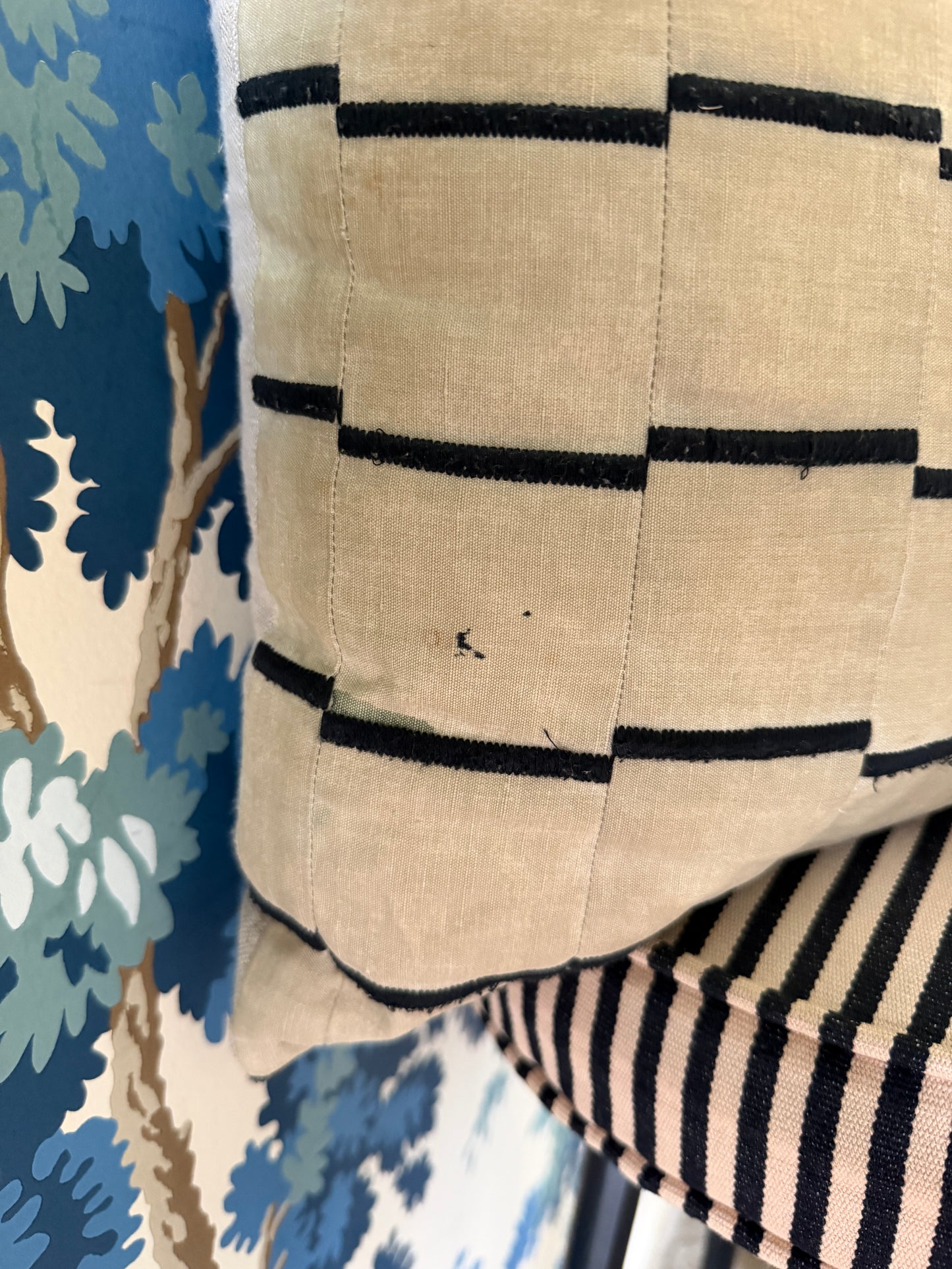 Vintage Black and Cream Pillow Cover - 16x16