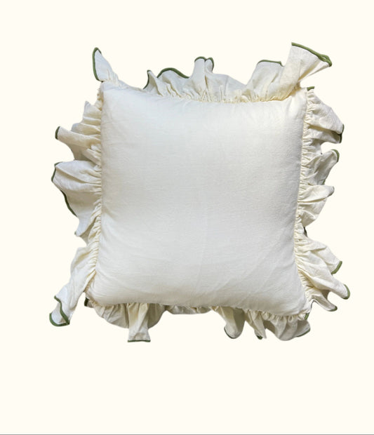 Linen-Ruffle Pillow | Green