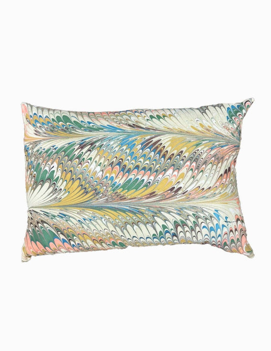 Flatiron Feathers Hand-Marbled Pillow