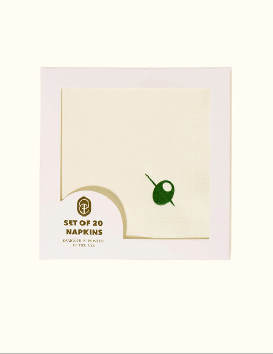 Olive Cocktail Napkins - Set of 20