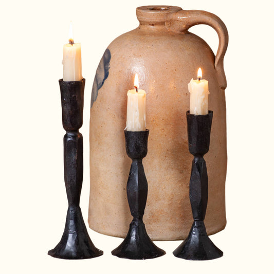 Newtown Cast Iron Taper Candle Holder Set