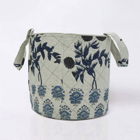 Block Print Linen Baskets - Set of 3