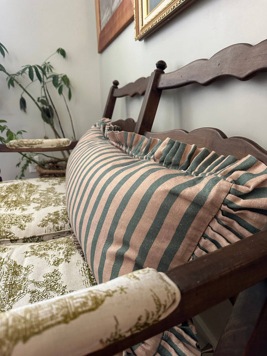 Striped-Ruffle Lumbar Pillow | Indigo