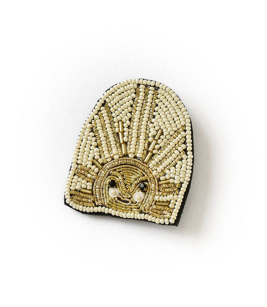Beaded Sun Brooch Pin - Handmade Fair Trade