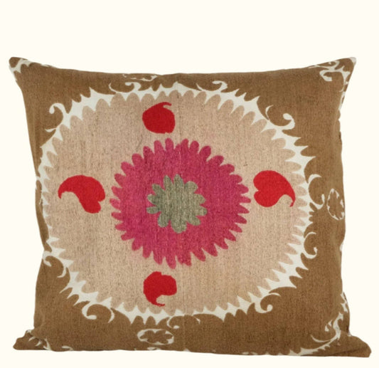 Hand Embroidered Vintage Pillow