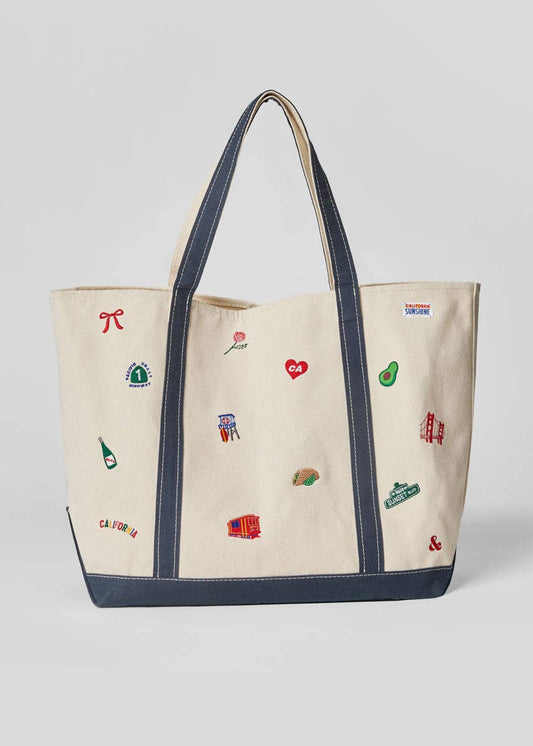 Embroidered California Boat Tote